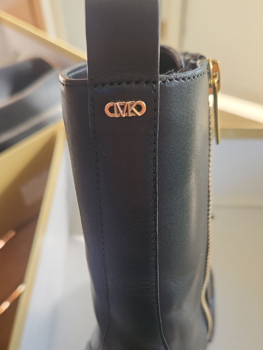 Michael Kors Black Leather Lug-Sole Combat Boots - Picture 6 of 6